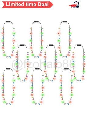 🎄 Light Up Christmas Necklaces 9 Piece Set 3 Lighting Modes Party Favors